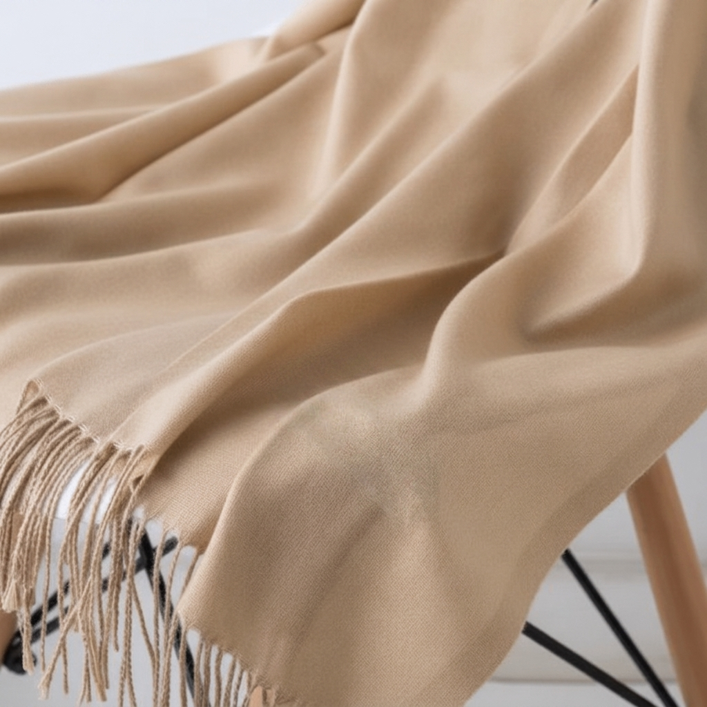 Women's Scarf with Tassel Trim & Solid Colour | Winter Wrap