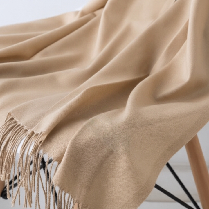 Women's Scarf with Tassel Trim & Solid Colour | Winter Wrap
