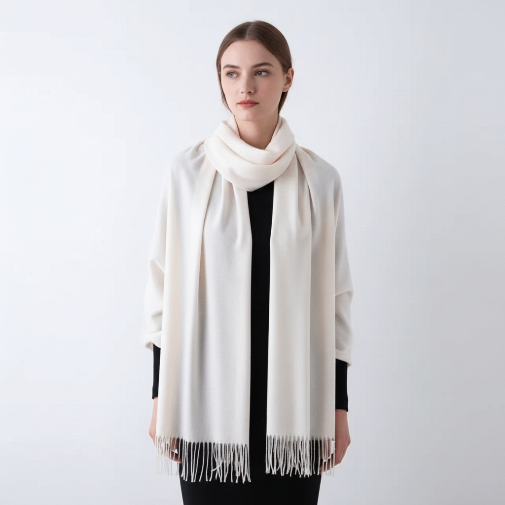 Women's Scarf with Tassel Trim & Solid Colour | Winter Wrap