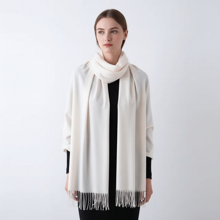 Women's Scarf with Tassel Trim & Solid Colour | Winter Wrap