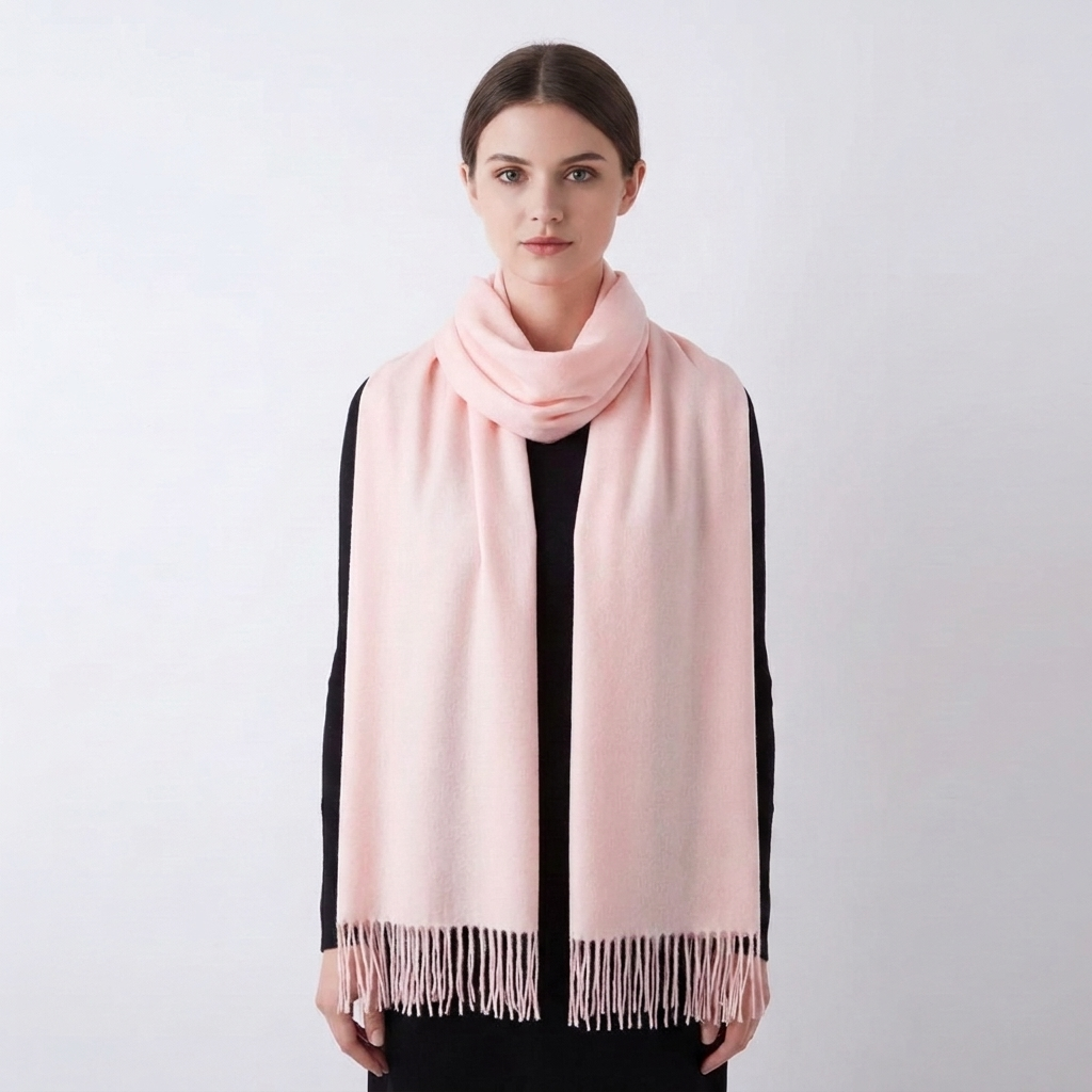Women's Scarf with Tassel Trim & Solid Colour | Winter Wrap