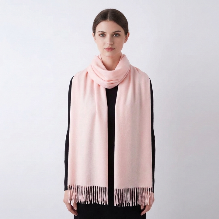 Women's Scarf with Tassel Trim & Solid Colour | Winter Wrap