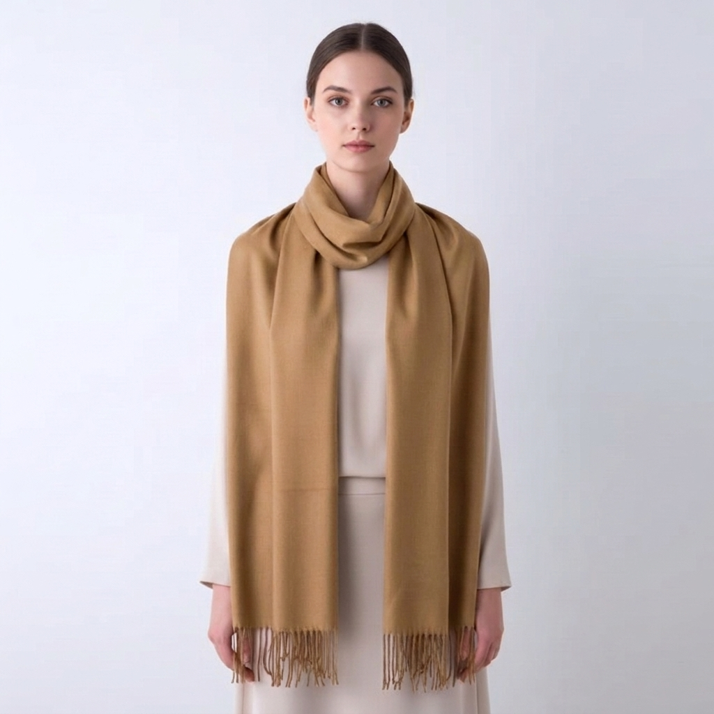 Women's Scarf with Tassel Trim & Solid Colour | Winter Wrap