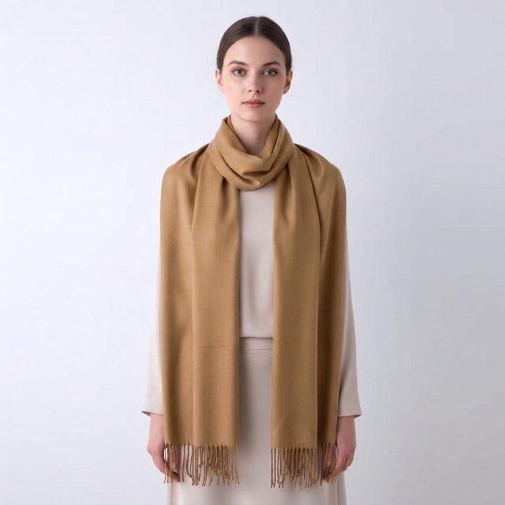 Women's Scarf with Tassel Trim & Solid Colour | Winter Wrap