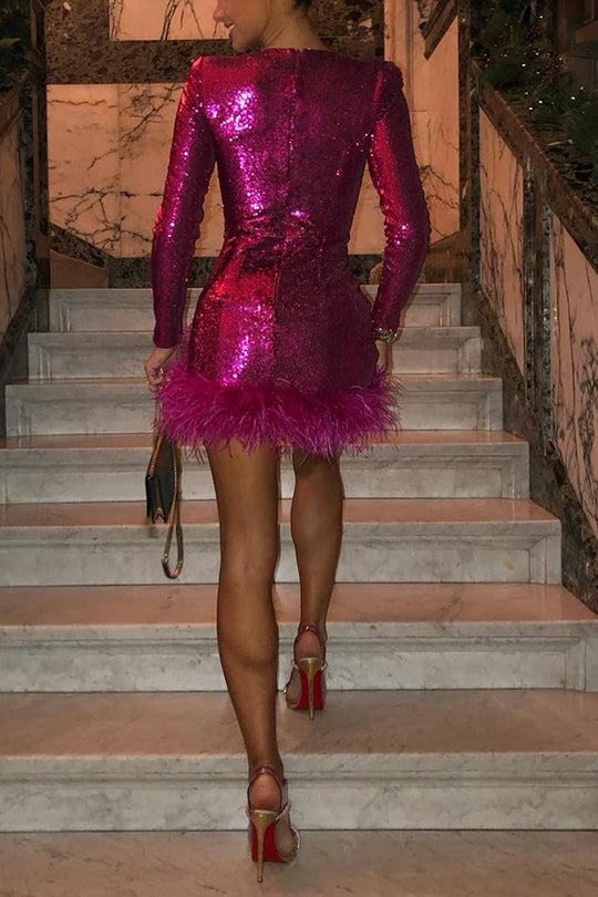 Women’s Sequin Dress Mini with Sweetheart Neck | Party