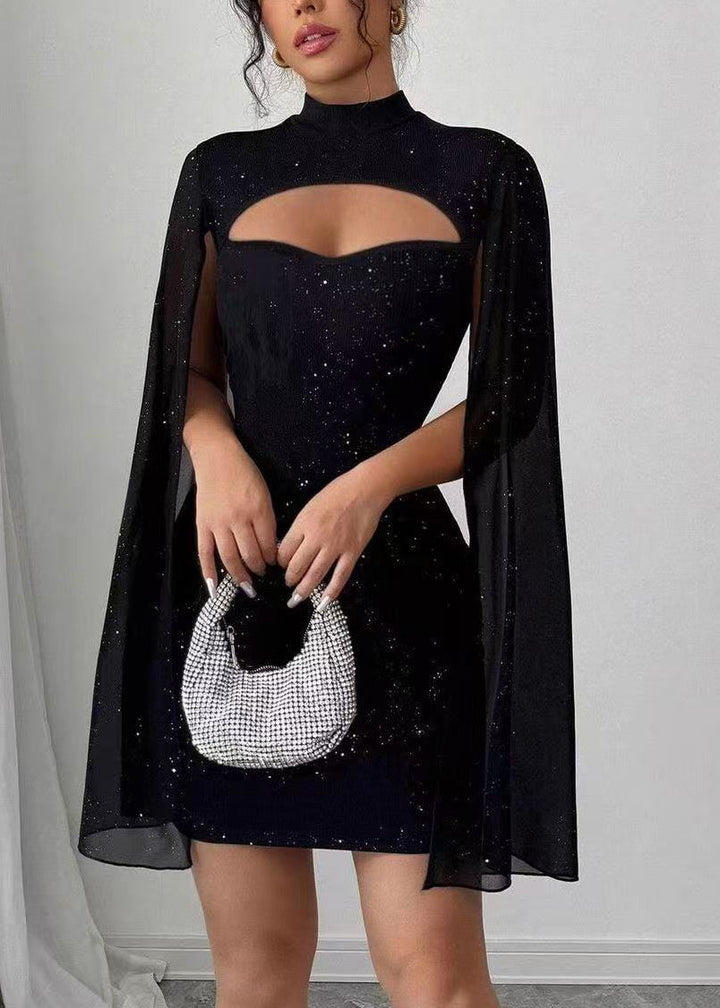 Women's Sequin Dress with Cape Sleeves | Mini