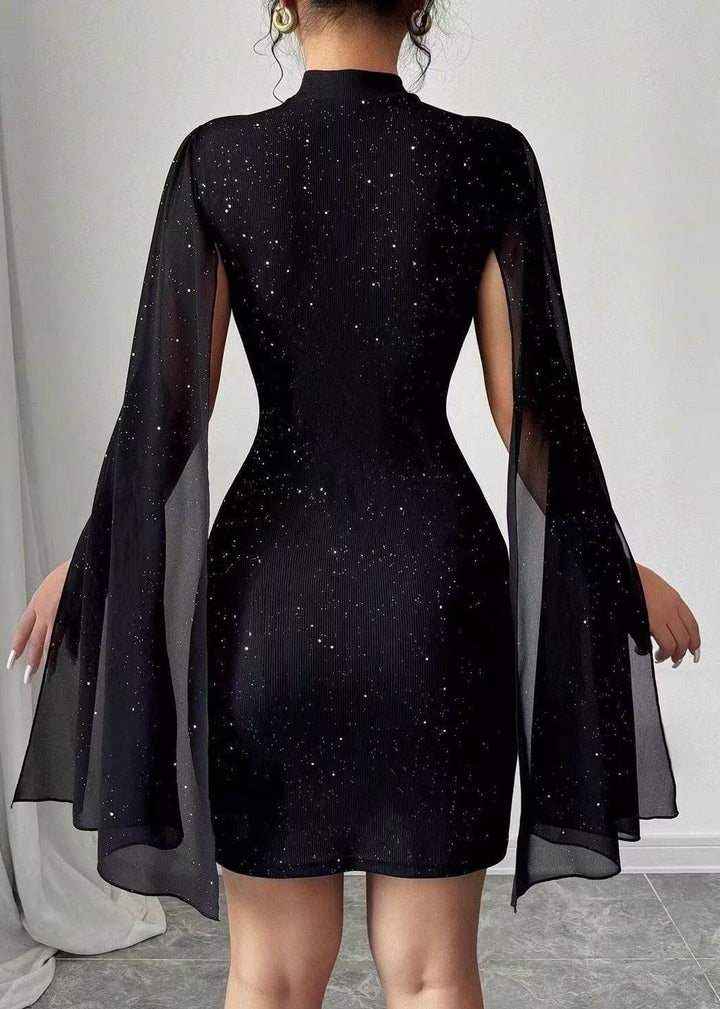 Women's Sequin Dress with Cape Sleeves | Mini