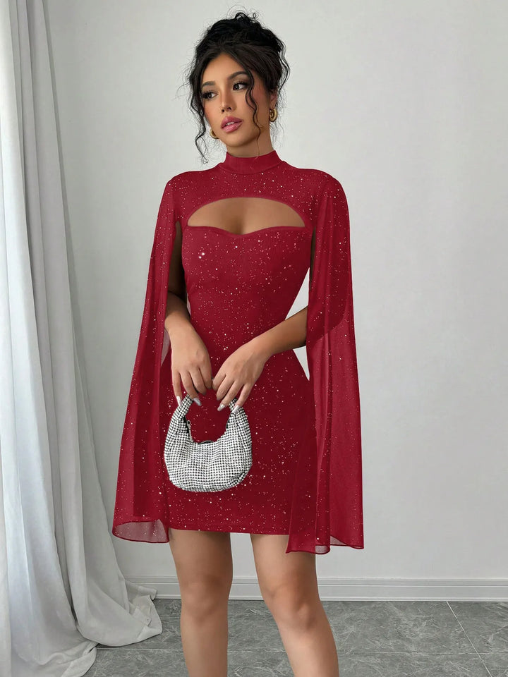 Women's Sequin Dress with Cape Sleeves | Mini