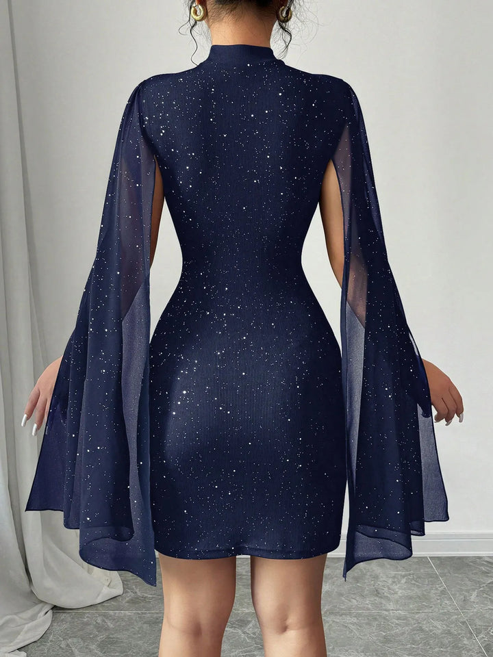 Women's Sequin Dress with Cape Sleeves | Mini