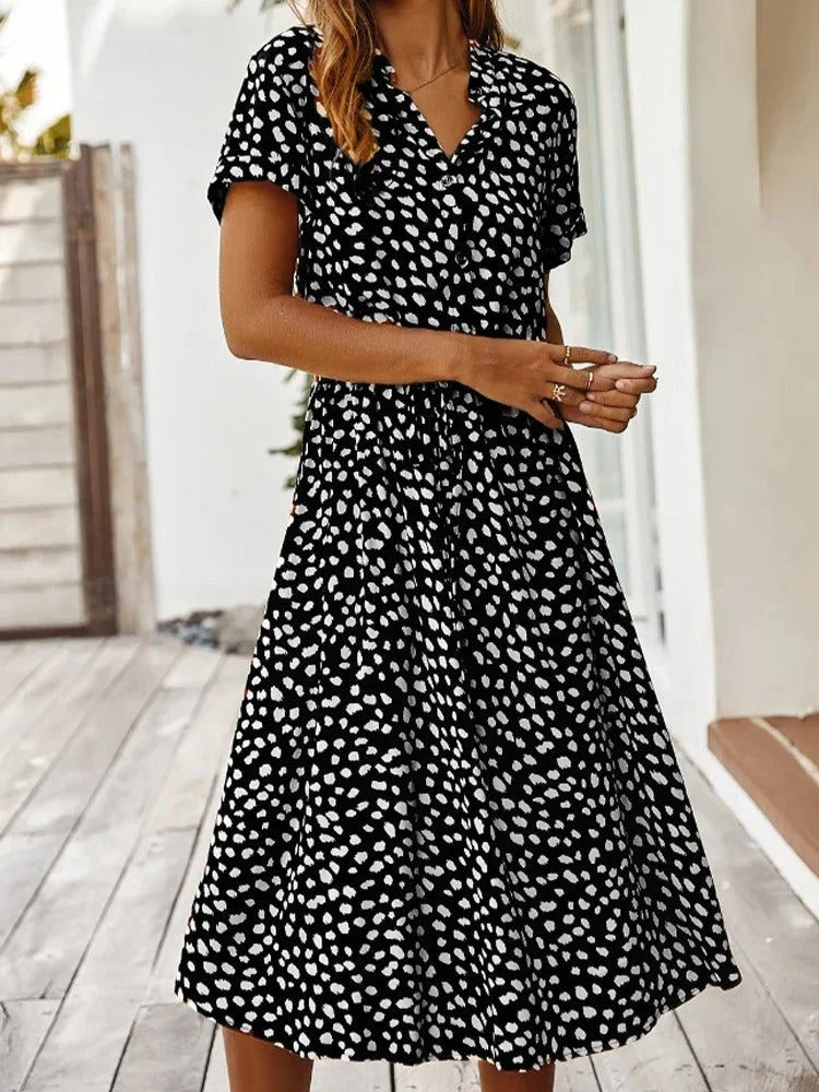 Women's Shirt Dress Collared & Spot Print | Midi