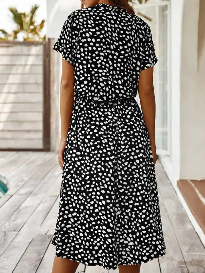 Women's Shirt Dress Collared & Spot Print | Midi