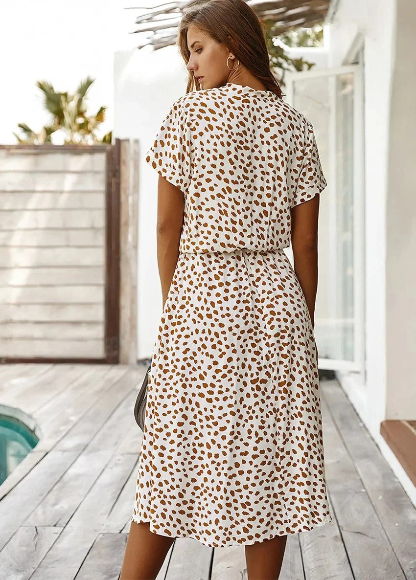 Women's Shirt Dress Collared & Spot Print | Midi