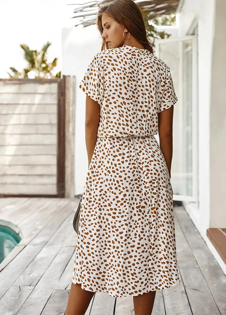 Women's Shirt Dress Collared & Spot Print | Midi