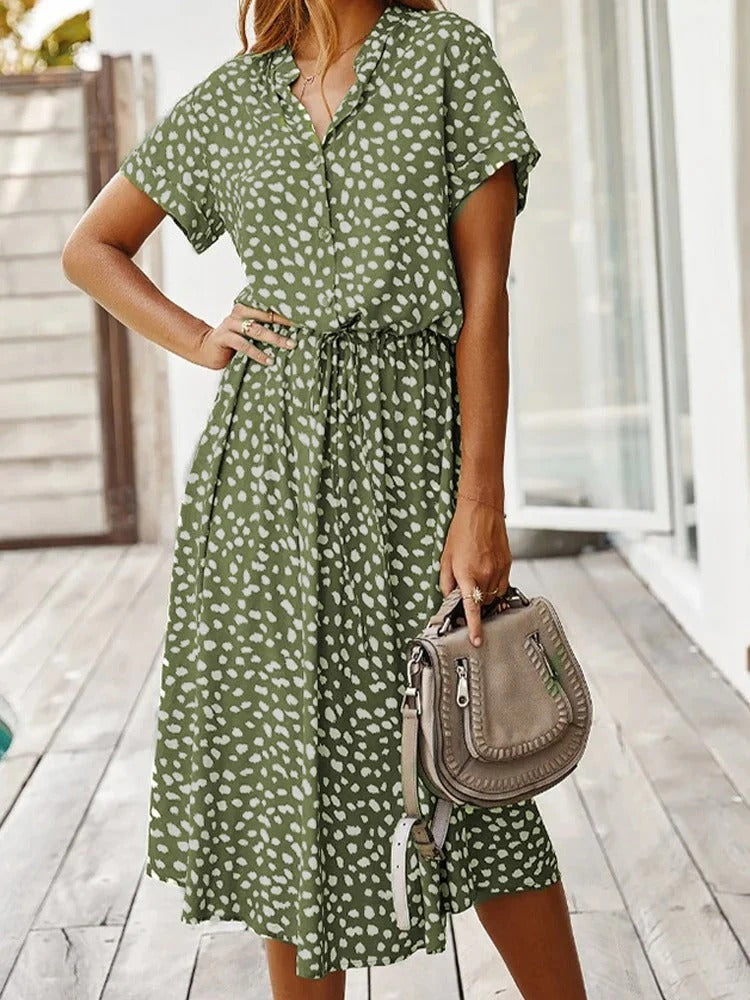 Women's Shirt Dress Collared & Spot Print | Midi