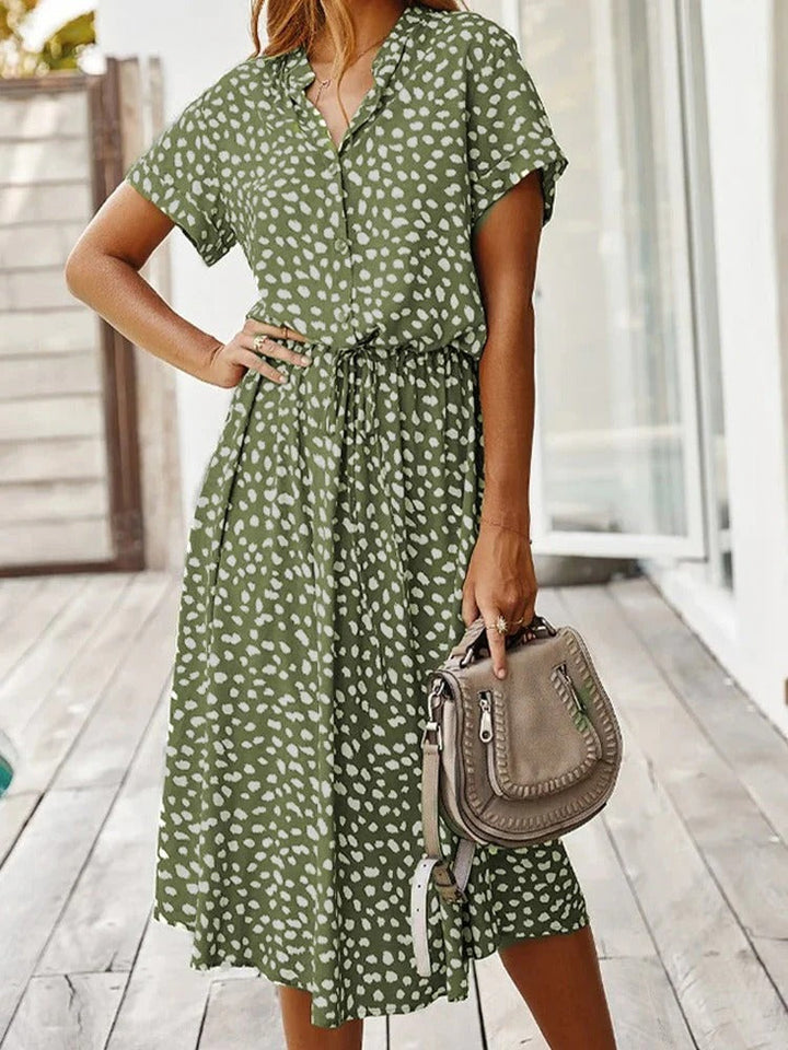 Women's Shirt Dress Collared & Spot Print | Midi