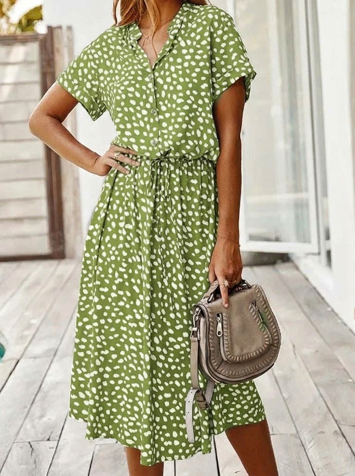 Women's Shirt Dress Collared & Spot Print | Midi