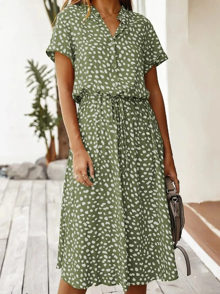 Women's Shirt Dress Collared & Spot Print | Midi
