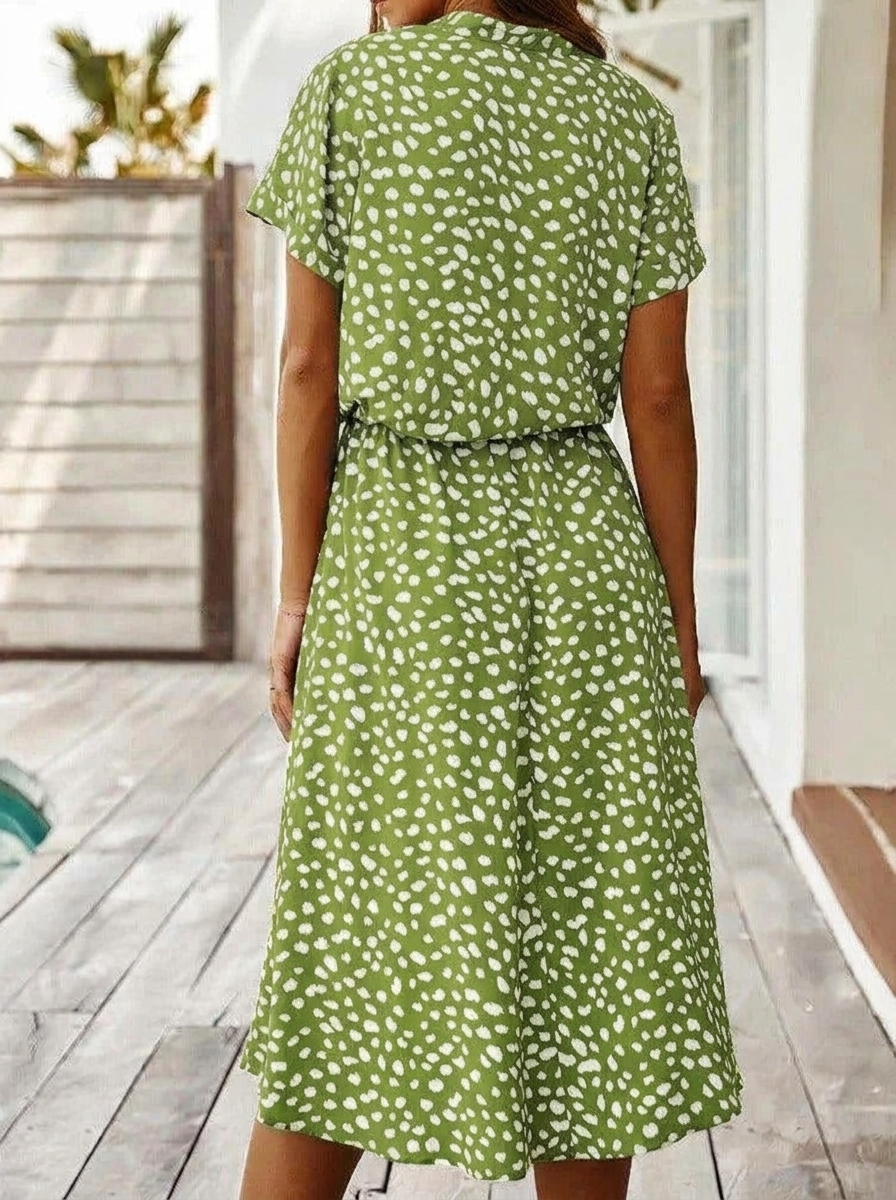 Women's Shirt Dress Collared & Spot Print | Midi