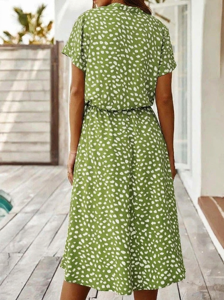 Women's Shirt Dress Collared & Spot Print | Midi
