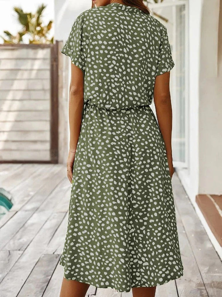 Women's Shirt Dress Collared & Spot Print | Midi