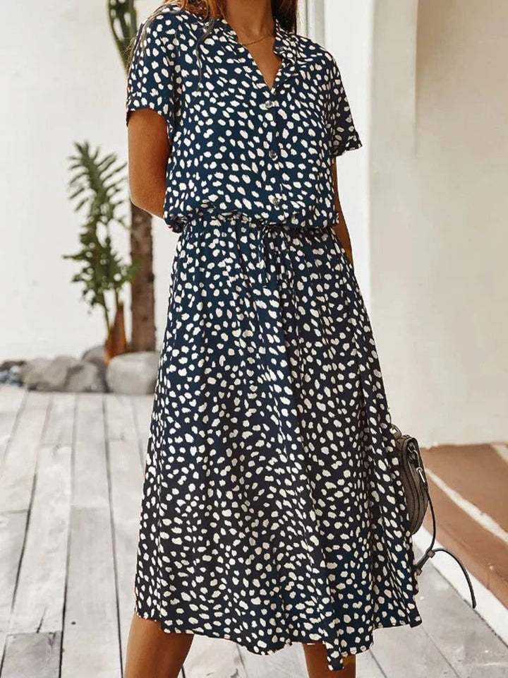 Women's Shirt Dress Collared & Spot Print | Midi