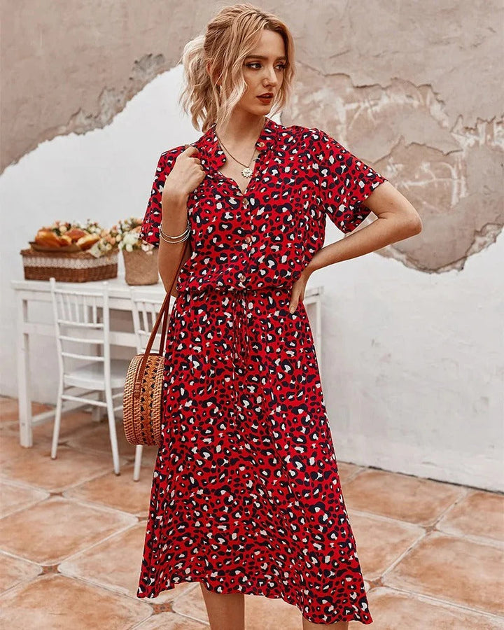 Women's Shirt Dress Collared & Spot Print | Midi