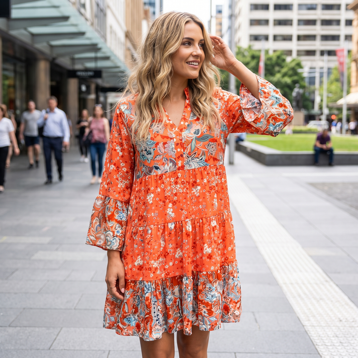 Women's Shirt Dress Floral Tiered | Boho Mini