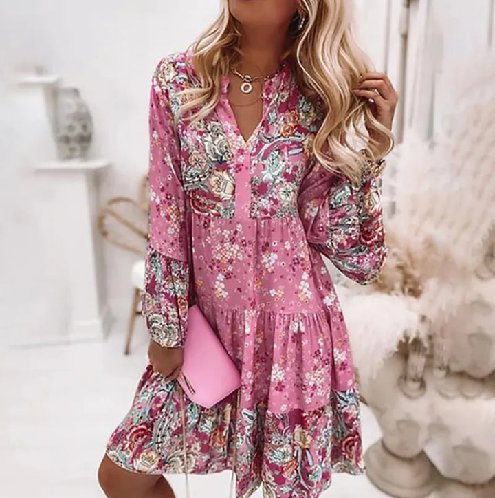 Women's Shirt Dress Floral Tiered | Boho Mini