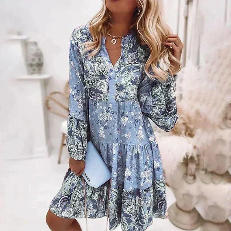 Women's Shirt Dress Floral Tiered | Boho Mini
