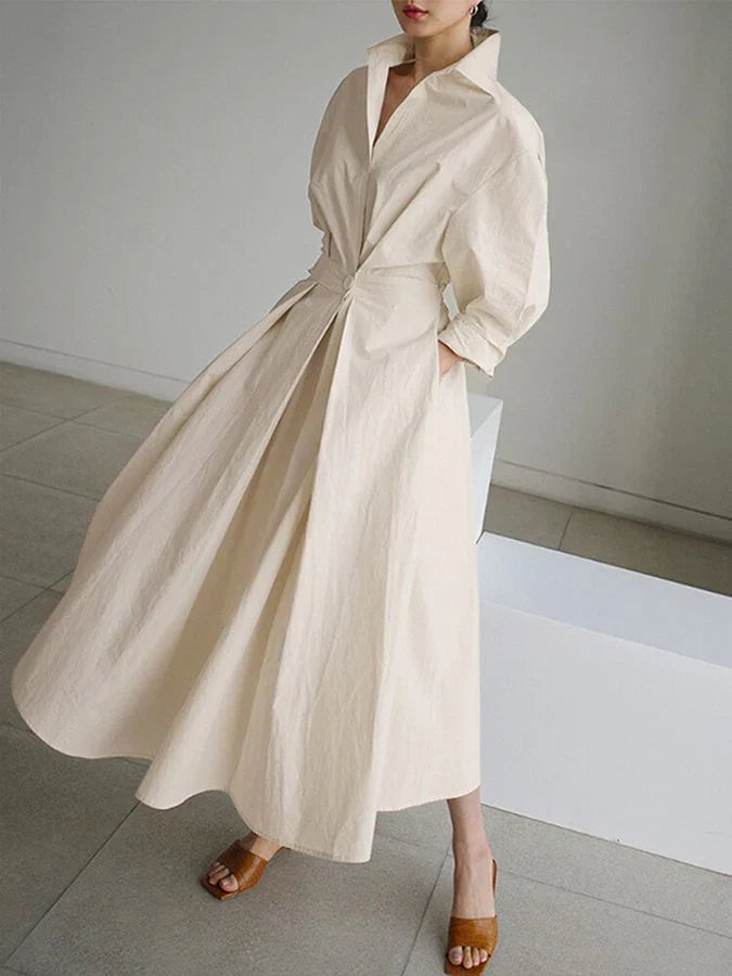 Women's Shirt Dress with Collar | Maxi