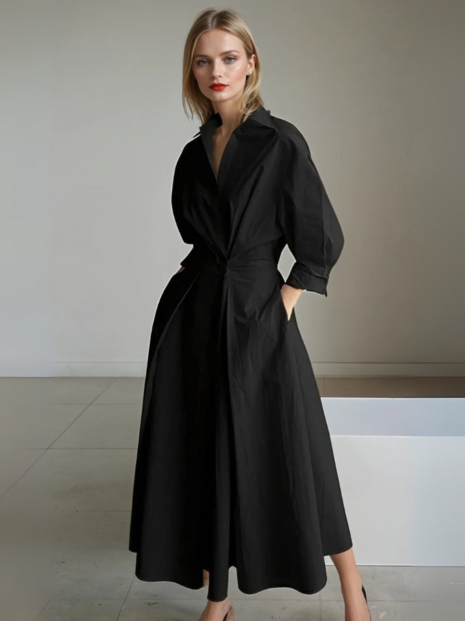 Women's Shirt Dress with Collar | Maxi