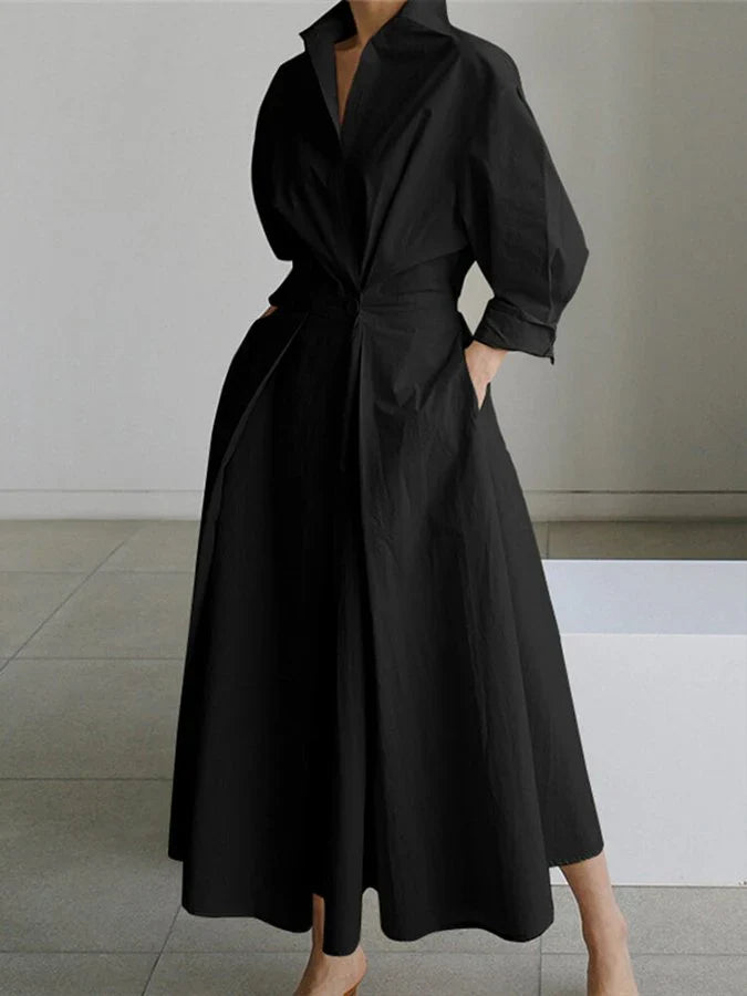 Women's Shirt Dress with Collar | Maxi