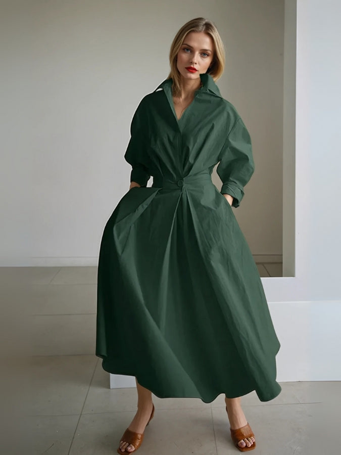 Women's Shirt Dress with Collar | Maxi