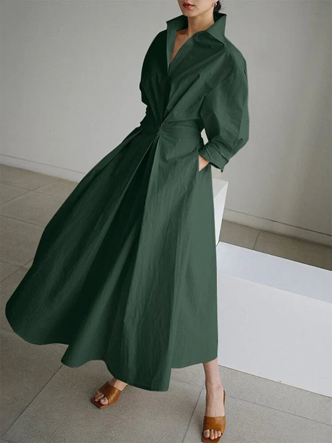 Women's Shirt Dress with Collar | Maxi