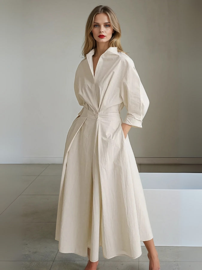 Women's Shirt Dress with Collar | Maxi