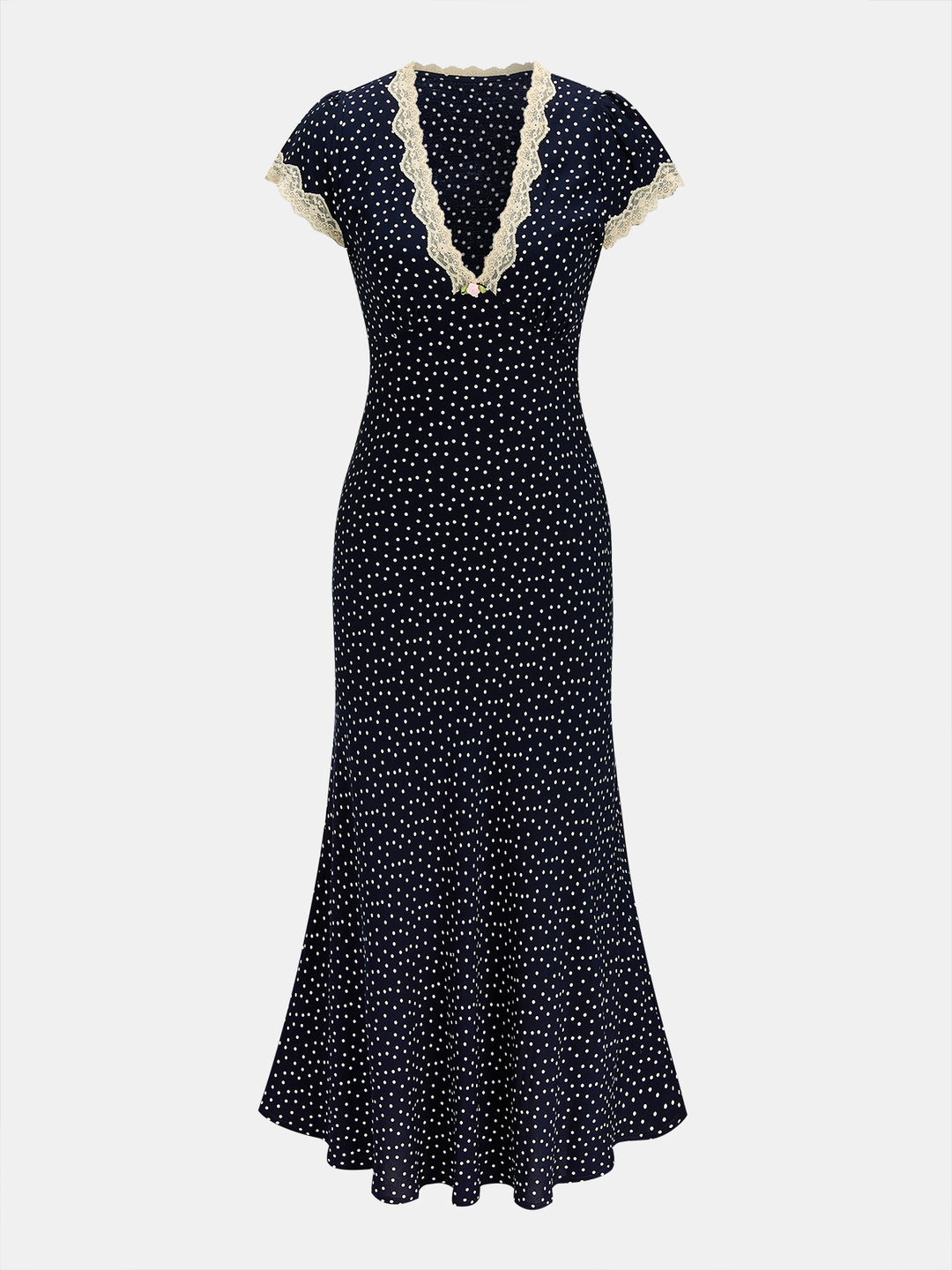 Women’s Shirt Dress with Polka Dot Print & V-Neck | Midi