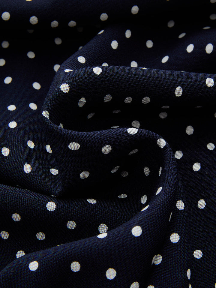Women’s Shirt Dress with Polka Dot Print & V-Neck | Midi