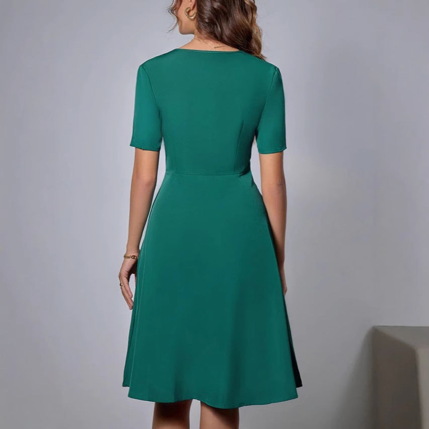 Women’s Shirt Dress with V-Neck & Button Front | Short Sleeve