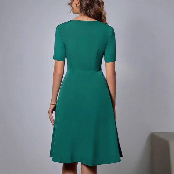 Women’s Shirt Dress with V-Neck & Button Front | Short Sleeve