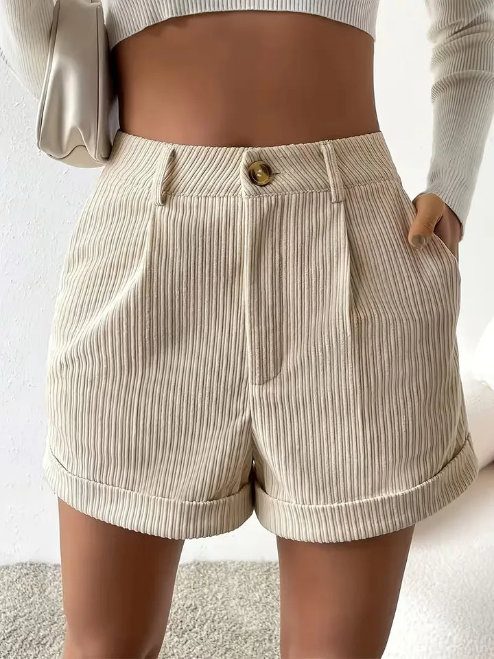 Women's Shorts with High-Waisted & Turn-Up Cuff |  Summer