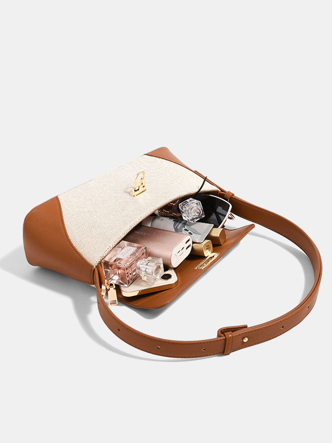 Women's Shoulder Bag with Flap Closure & Two-Tone | Baguette