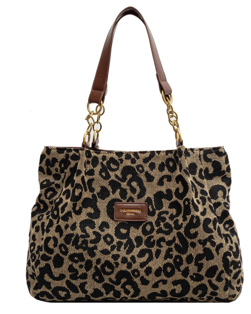 Women's Shoulder Bag with Leopard Print | Large Tote