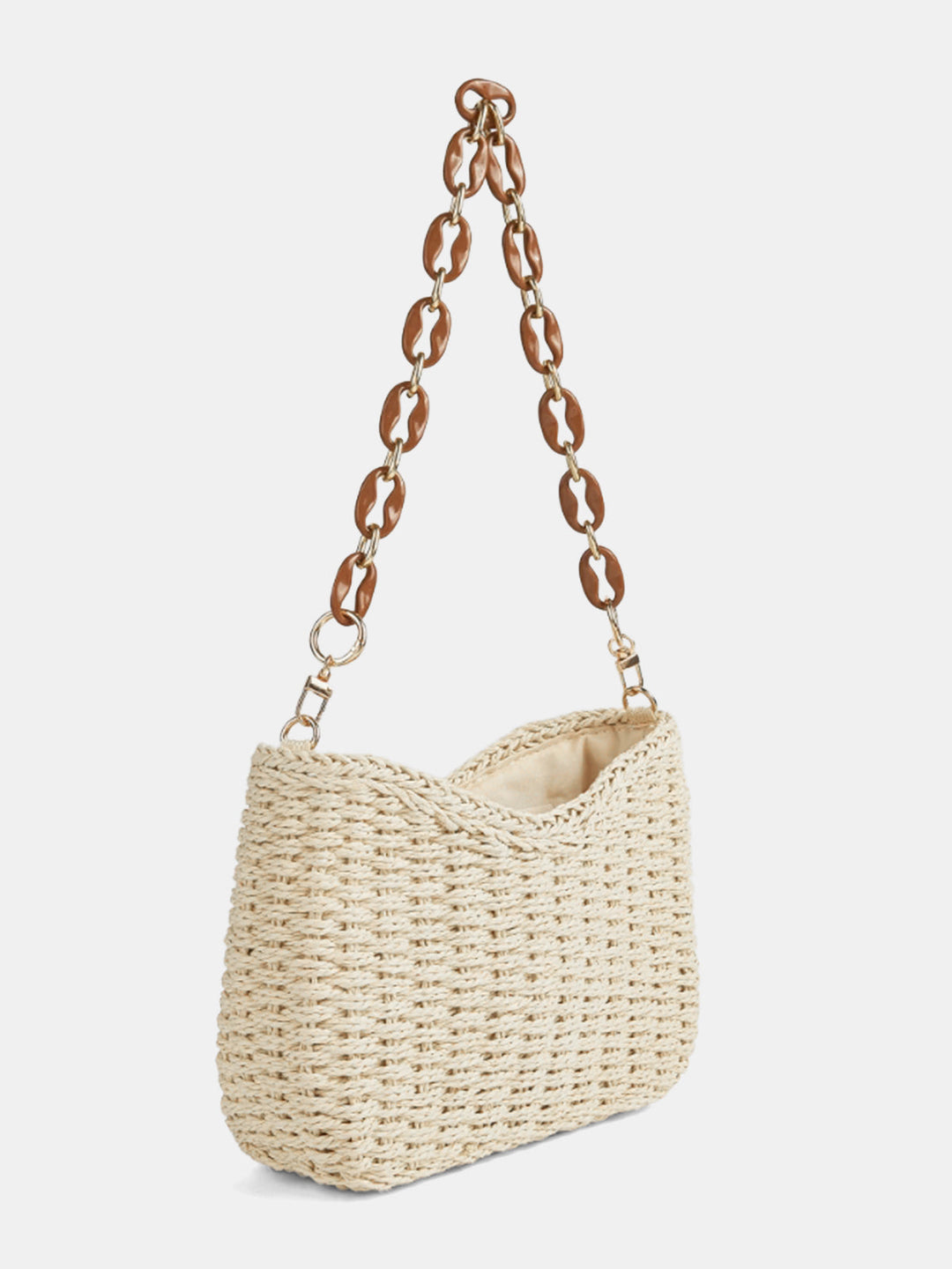 Women's Shoulder Bag with Woven Design | Chain Strap