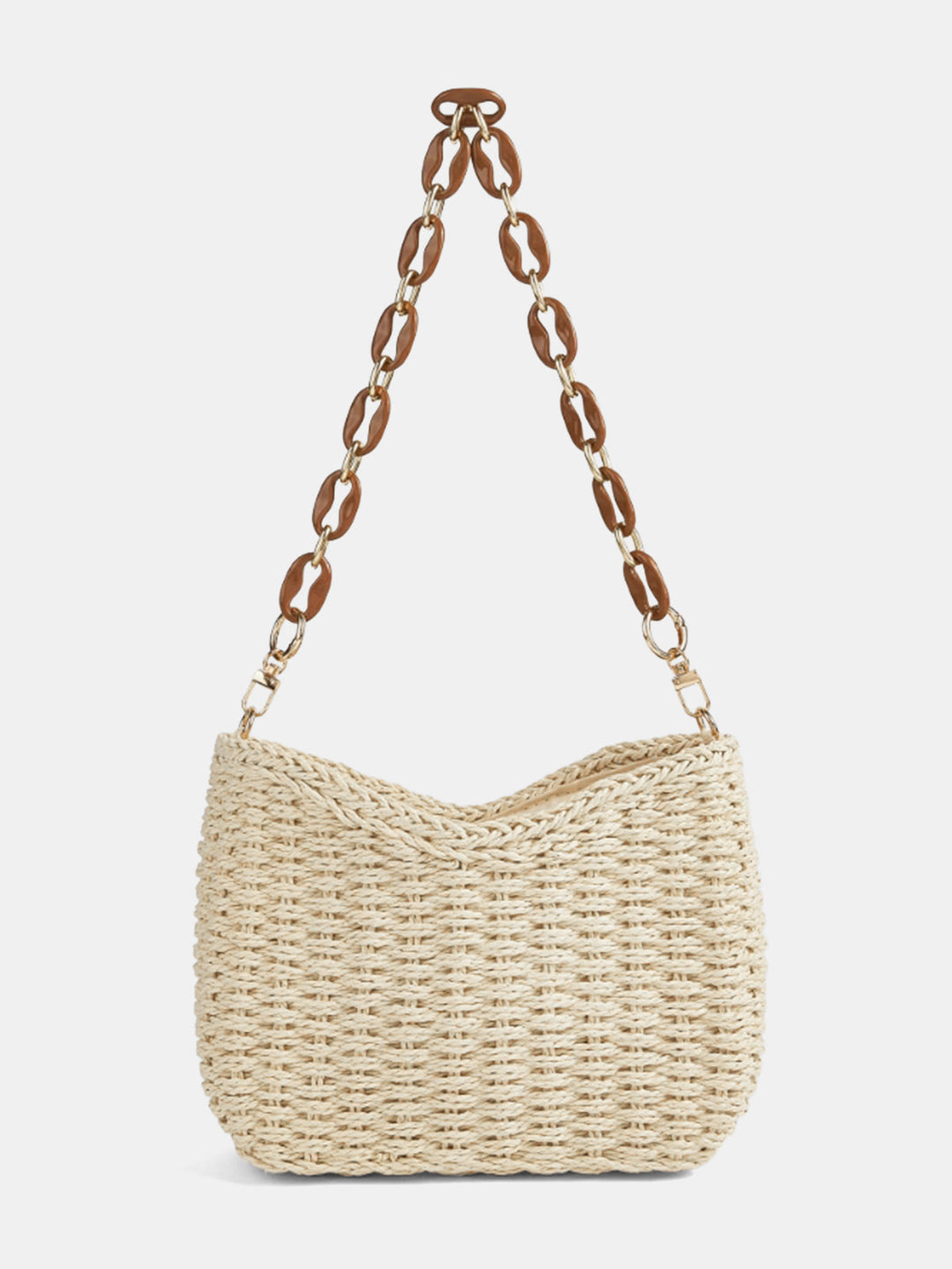 Women's Shoulder Bag with Woven Design | Chain Strap