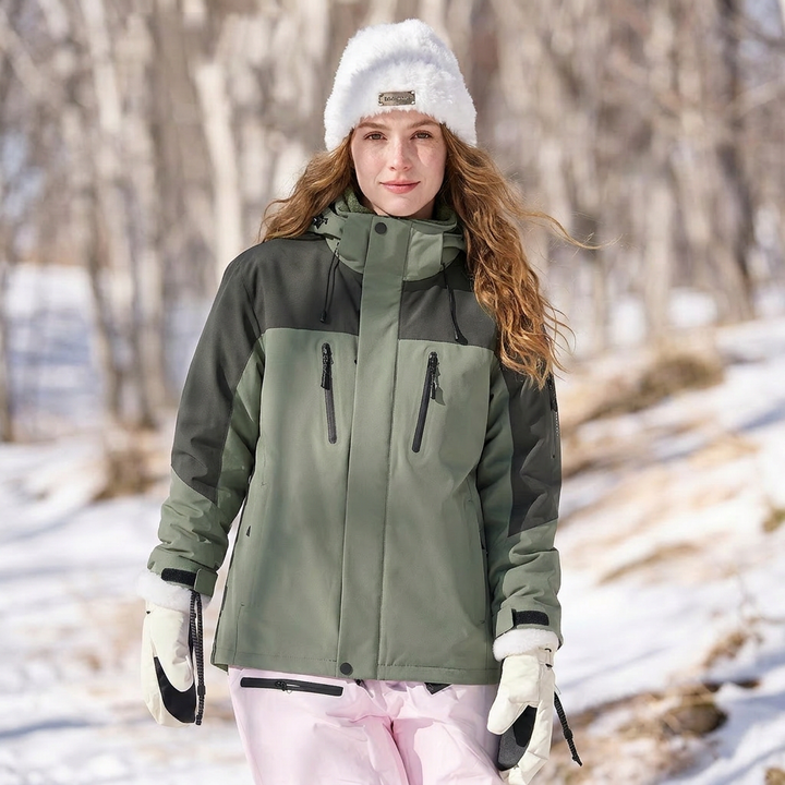 Women's Ski Jacket with Hood & Pockets | Colourblock