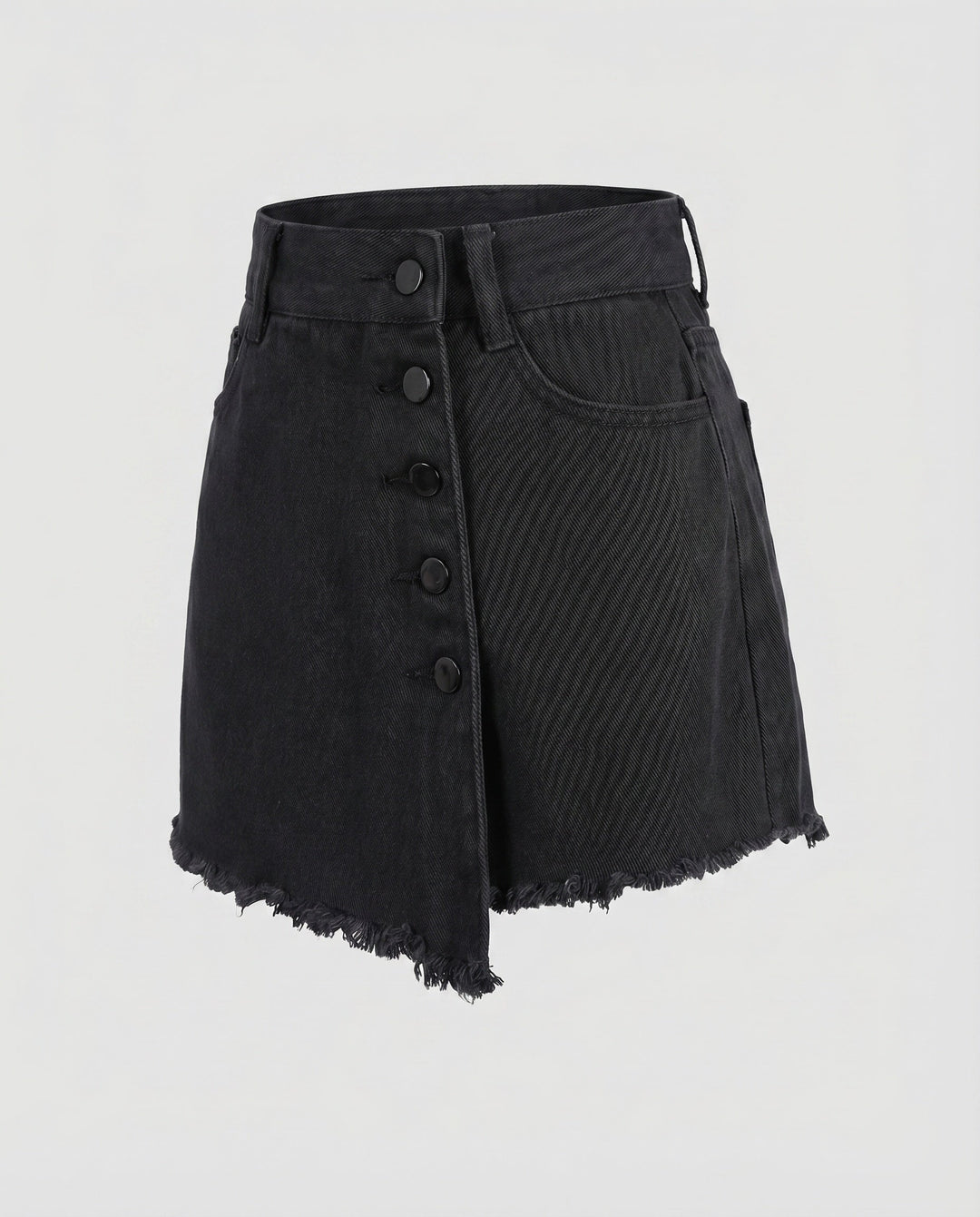 Women's Skort with Button Front & Raw Hem | Asymmetric