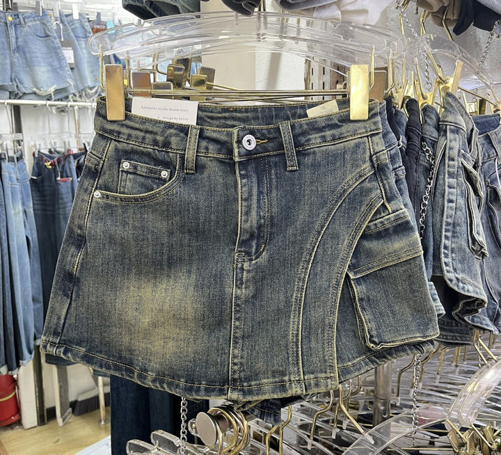 Women's Skort with Cargo Pocket & Washed Finish | High Waist