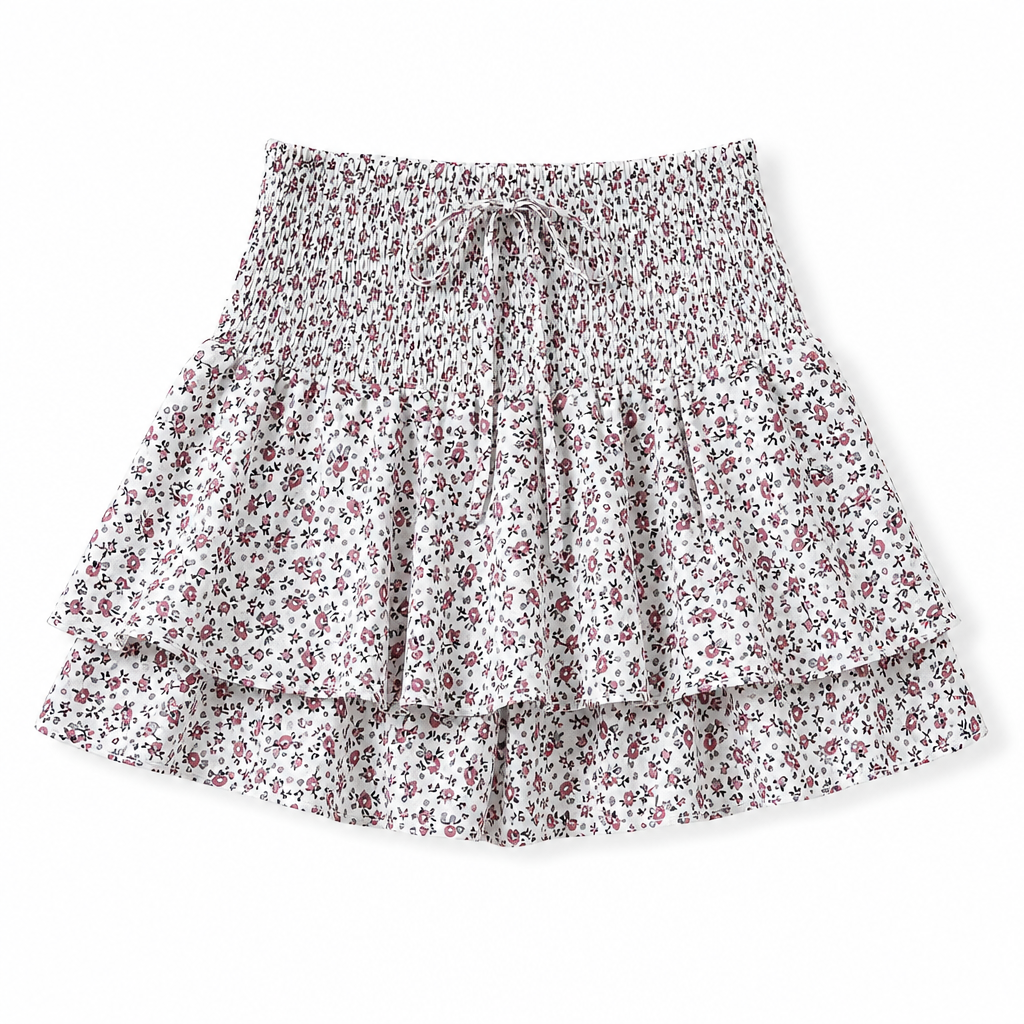 Women's Skort with Floral Print | Smocked Waist
