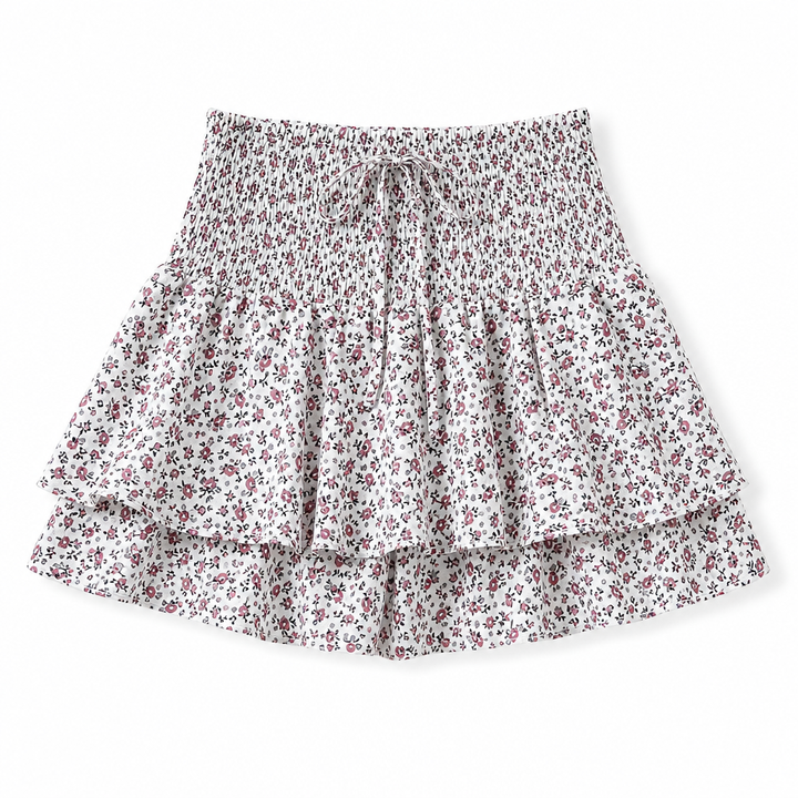 Women's Skort with Floral Print | Smocked Waist