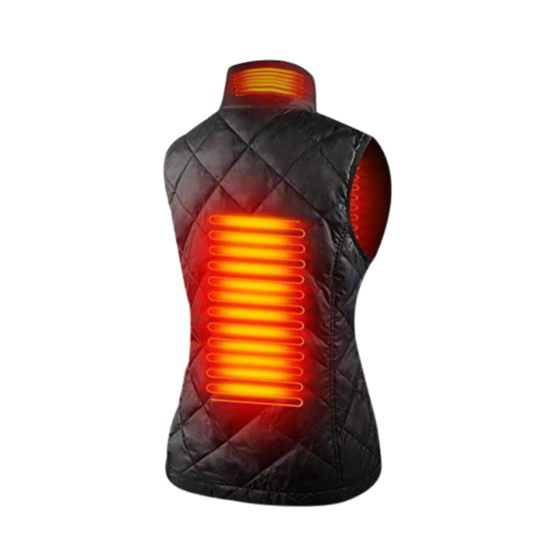 Women's Slim Fit Heated Vest with Stand Collar & Zip Up | Winter